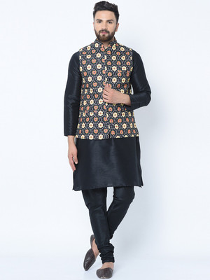 kaifoo Men Kurta Churidar Ethnic Jacket Set