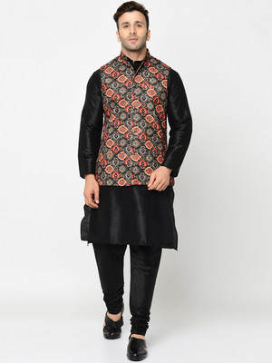 Kaifoo Men Ethnic Jacket, Kurta and Churidar Set