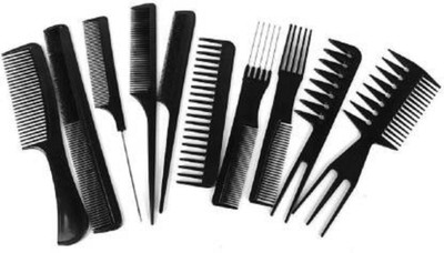 Neotis Barbers Combs Brush Comb Set, Black (Set of 10)