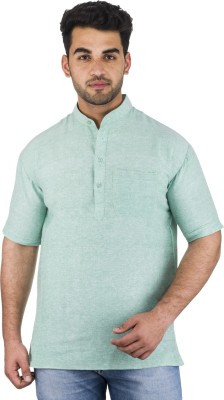 DESHBANDHU KHADI Men Solid Straight Kurta(Green)