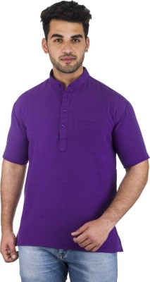 DESHBANDHU KHADI Men Solid Straight Kurta(Purple)