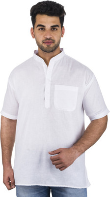 DESHBANDHU KHADI Men Solid Straight Kurta(White)