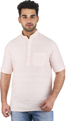 DESHBANDHU KHADI Men Solid Straight Kurta(Pink)