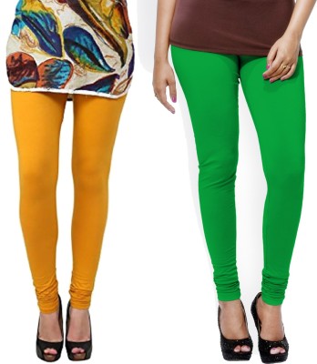 Clarita Churidar  Ethnic Wear Legging(Green, Yellow, Solid)