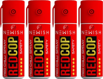 NEWISH Powerful Red Chilli Pepper Spray Self Defence for Women Pack Of 4 Each 55 ml Pepper Stream Spray