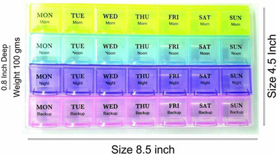 Bharti Enterprise 7 days 28 Squares Weekly 7 Days Tablet Pill Box Holder Medicine Storage Organizer Container Case Pill Box Pill Box(Multicolor)