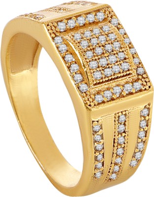 Spangel Fashion Brass Diamond Gold Plated Ring