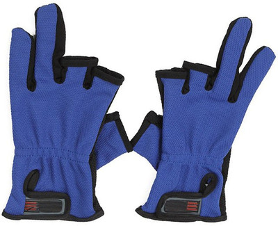 Nema Breathable 3 Low-Cut Fingers Fishing Gloves- Pack of Two - Blue Gym & Fitness Gloves(Blue)