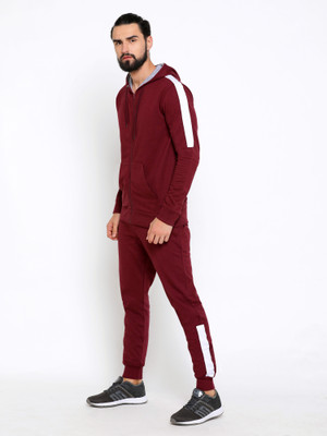 MANIAC Men Solid Maroon Top & Pyjama Set