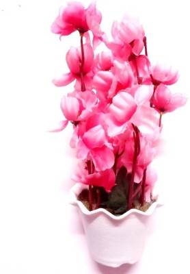 Green Plant indoor Flower15 Pink Orchids Artificial Flower  with Pot(7 inch, Pack of 1, Flower with Basket)