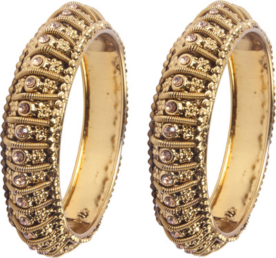 Shiv_Jewels Alloy Crystal Gold-plated Bangle Set(Pack of 2)