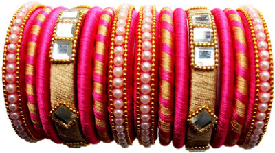 Aafreen-A genuine range Stone, Acrylic, Plastic, Silk Dori Cubic Zirconia, Beads Bangle Set(Pack of 14)