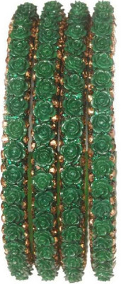 keshavmadhav Glass Zircon Bangle Set(Pack of 4)