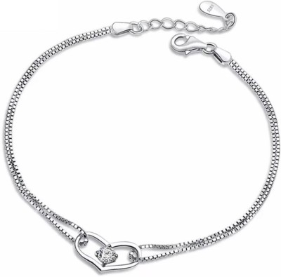 MYKI Stainless Steel Crystal Silver Coated Bracelet