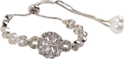 Shiv_Jewels Alloy Onyx, Crystal Silver Bracelet