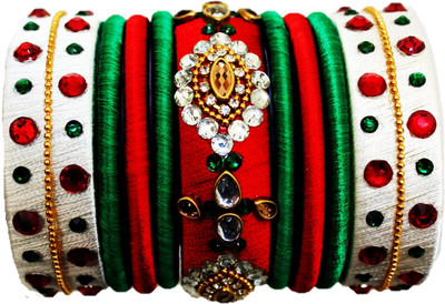 Aafreen-A genuine range Stone, Acrylic, Plastic, Brass, Silk Dori Beads, Zircon Bangle Set(Pack of 9)