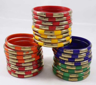 keshavmadhav Glass Zircon Bangle Set(Pack of 24)