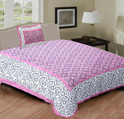 Navkar Creation 120 TC Cotton Single Printed Flat Bedsheet(Pack of 1, Purple)