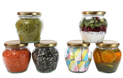 DEVDOX Glass Grocery Container  - 400 ml(Pack of 6, Clear)