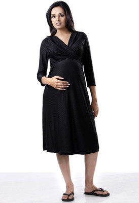 Uzazi Women Empire Waist Black Dress