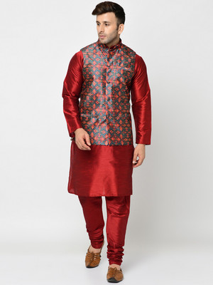 kaifoo Men Kurta Churidar Ethnic Jacket Set