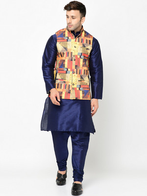 kaifoo Men Kurta Churidar Ethnic Jacket Set