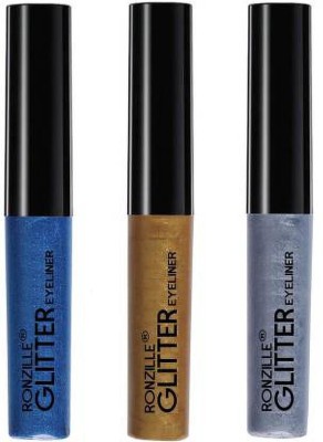 RONZILLE Glitter Eye Liner Blue Gold Silver (Pack of 3)` 15 ml(Blue,Gold,Silver)