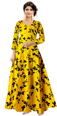 SILVER ORGANISATION Flared/A-line Gown(Yellow)