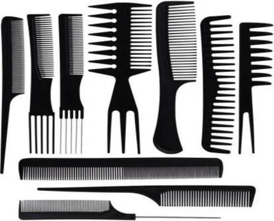 JOTKAPARKASH Toothed Tail Teasing Waves Pick Combs Set of 10,Black