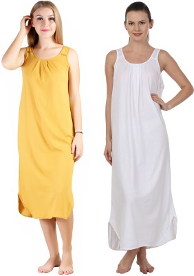 Blazon Women Nighty(Yellow, White)