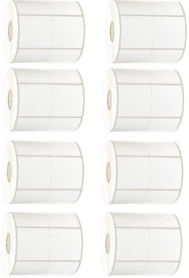 youtech 50MMX50MM (2inchX2inch) Barcode Label 2''up Thermal Paper Label (White) 1ROLL 2000 LABELS set of 8 Roll Permanent Self Adhesive Paper Label(White)