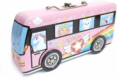 dishvy MAGIC BUS UNICORN Art Metal Pencil Box(Set of 1, Pink)