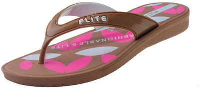 FLITE Women Slippers(Brown, Pink , 6)
