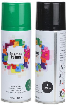 Cosmos Paints Light Green & Matt Black Spray Paint 200 ml(Pack of 2)