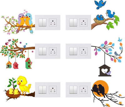 Decals Sticker 1226 cm Switch Sticker Switch Board Stickers wall Stickers Standard Size Self Adhesive Sticker(Pack of 6)