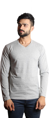 Himgiri International Solid Men V Neck Maroon T-Shirt