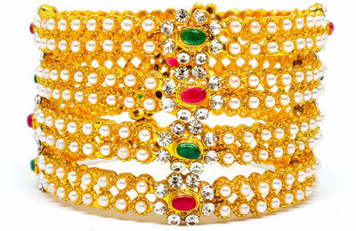 TMS Metal Gold-plated Bangle Set(Pack of 4)