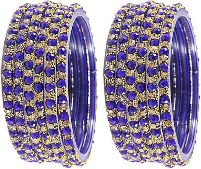keshavmadhav Glass Zircon Bangle Set(Pack of 12)