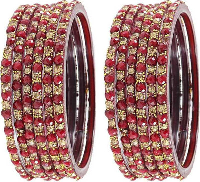 keshavmadhav Glass Zircon Bangle Set(Pack of 12)