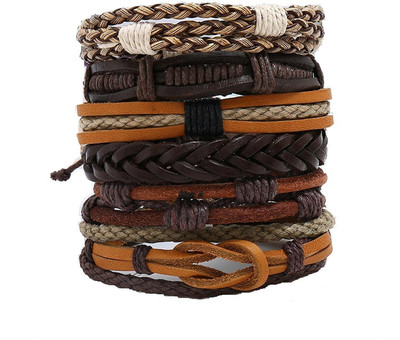 fashion for sure Leather Bracelet Set(Pack of 6)