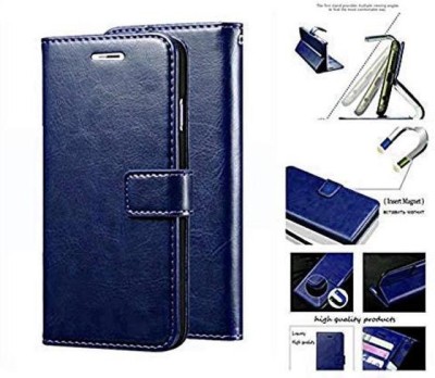 NKARTA Flip Cover for Lenovo A6000 Vintage Leather Mobile Wallet Flip Cover Case for Lenovo A6000(Blue, Cases with Holder, Pack of: 1)