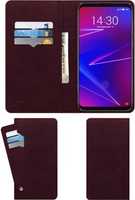 ACM Wallet Case Cover for Meizu 16(Maroon, Cases with Holder, Pack of: 1)