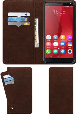 ACM Wallet Case Cover for I Kall K4(Brown, Cases with Holder, Pack of: 1)