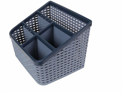 Humsafar 5 Compartments Plastic Pen Stand(Off White, Grey, Brown)