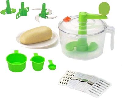 KUBER INDUSTRIES Plastic 10 In 1 Dough/Atta Maker Vegetable Cutter Beater/Churner,Grater, Slicer, Dicer (Green) - CTKTC30890 Plastic Detachable Dough Maker(Green)