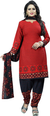 AYKA CLOTHINGS Crepe Floral Print, Embellished, Printed, Geometric Print Salwar Suit Material