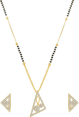 AADITA Metal, Alloy Gold-plated Black, Gold, White Jewellery Set(Pack of 1)