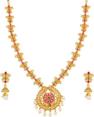 LUXOR Alloy Gold-plated Pink, Green Jewellery Set(Pack of 1)