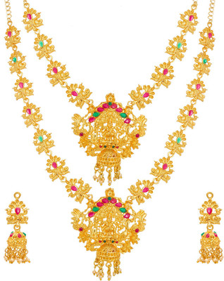 AADITA Metal, Alloy Gold-plated Green, Pink, Gold Jewellery Set(Pack of 1)