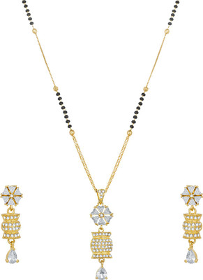 AADITA Metal, Alloy Gold-plated Gold, Black, White Jewellery Set(Pack of 1)